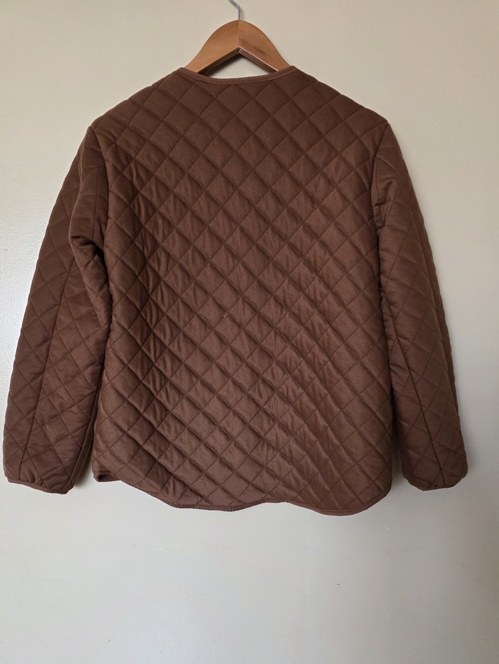 Old Navy Brown Textured Quilted Snap Jacket S Lightweight Pockets Classic Boho - Picture 8 of 10
